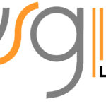 logo with letters in grey and orange color