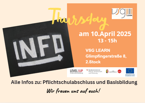 Flyer für learn infotag in orange farbe mit verschiedenen schriftarten
